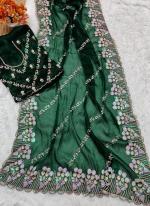 Jimmi Choo Green Traditional Wear Sequinned Saree